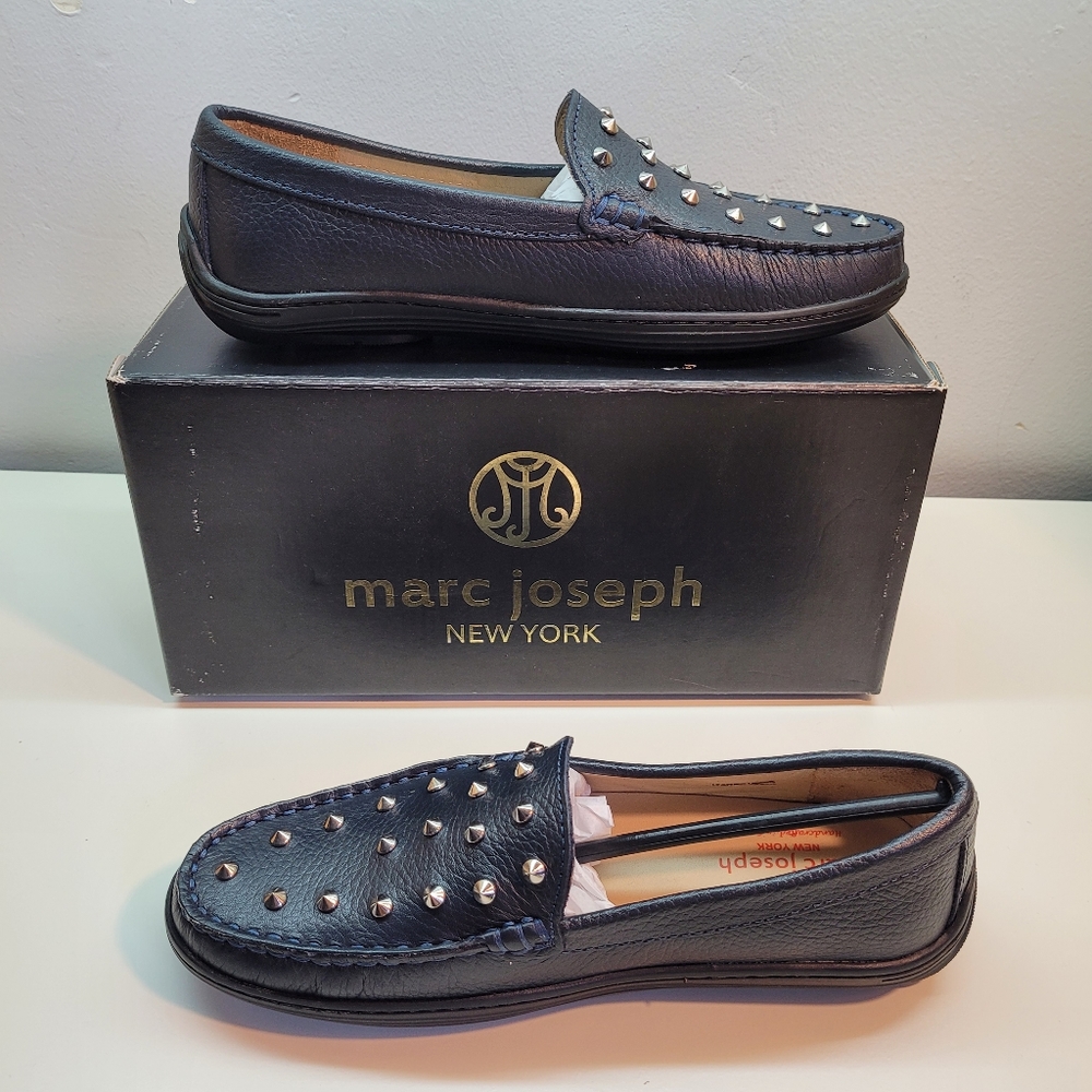 MARC JOSEPH NEW YORK Kids Boys/Girls Leather Navy blue loafers Size 4.5